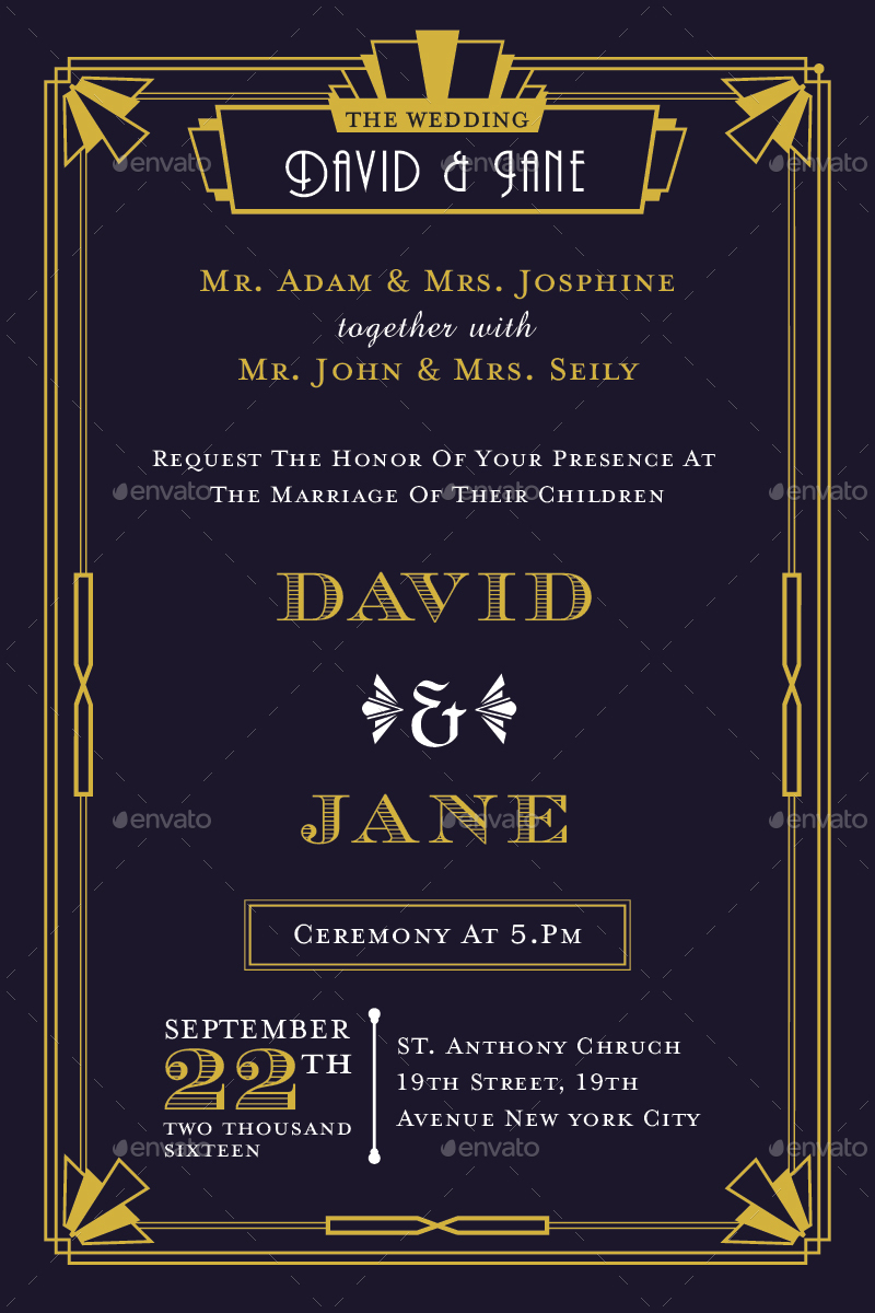 Art Deco Wedding Invitation