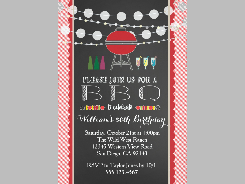 bbq party birthday retirement invitation