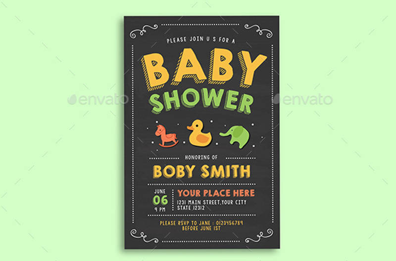 baby shower invitation chalkboard style