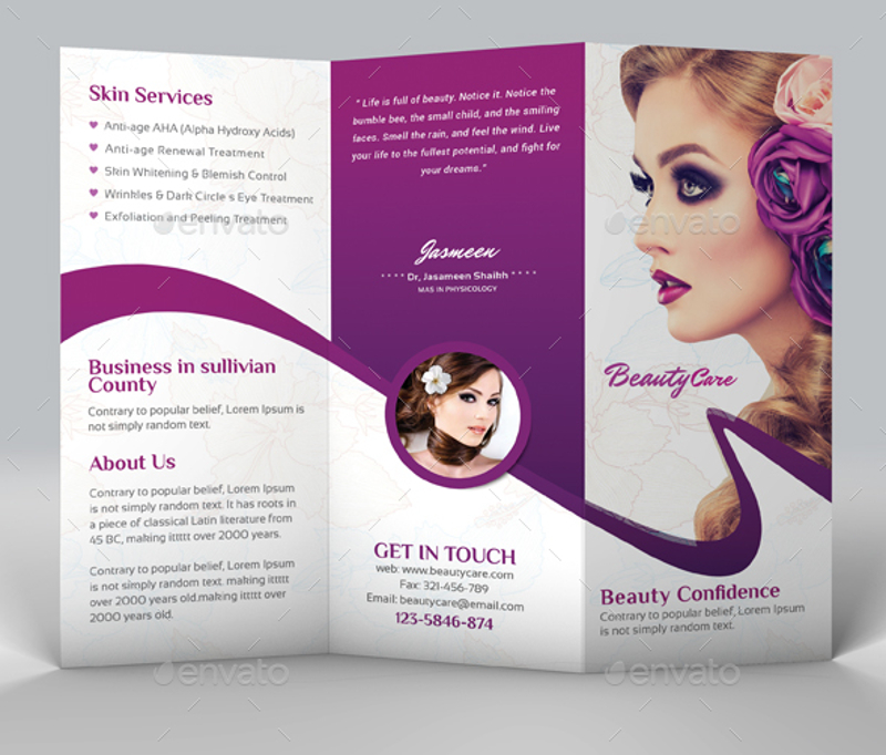 beauty salon trifold brochure