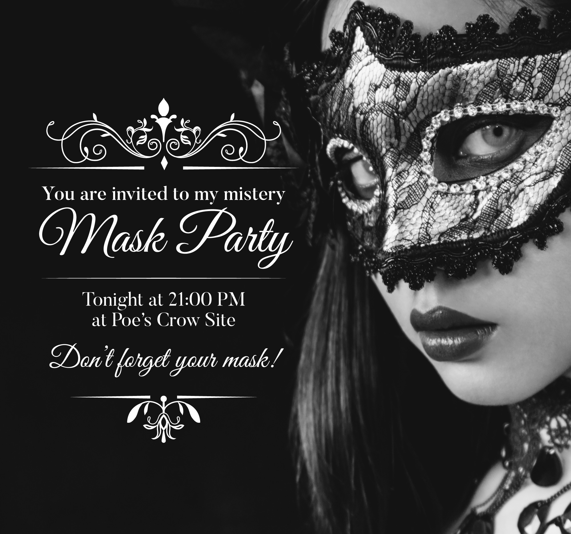 Black Masquerade Party Invitation