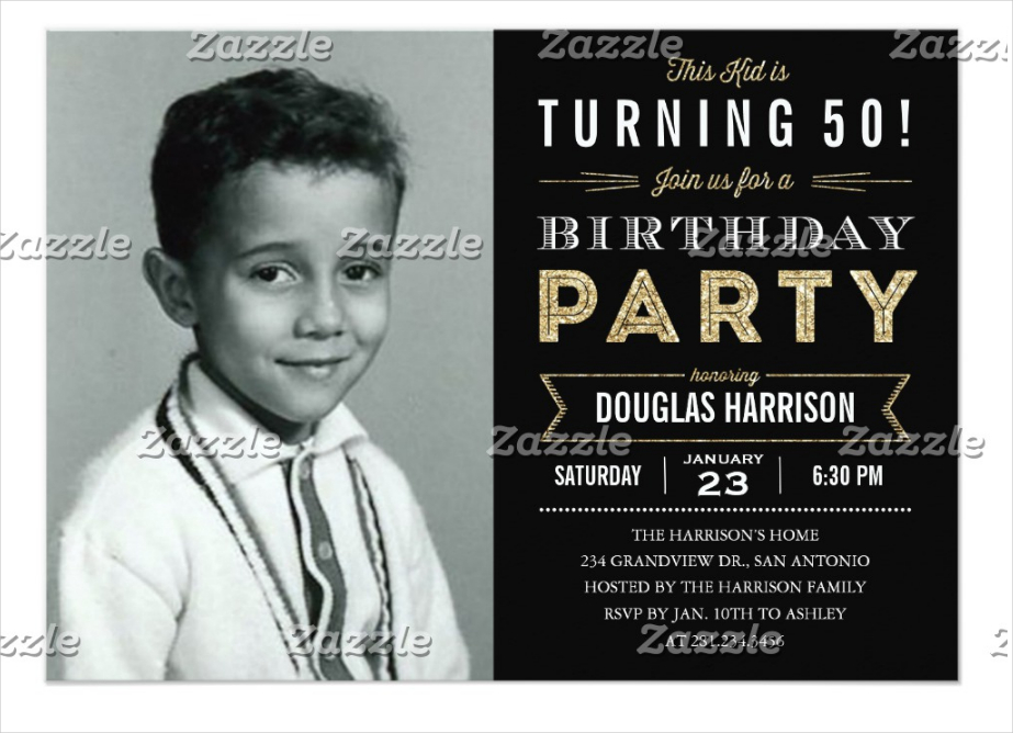 Black Old Photo Adult Birthday Party Invitation