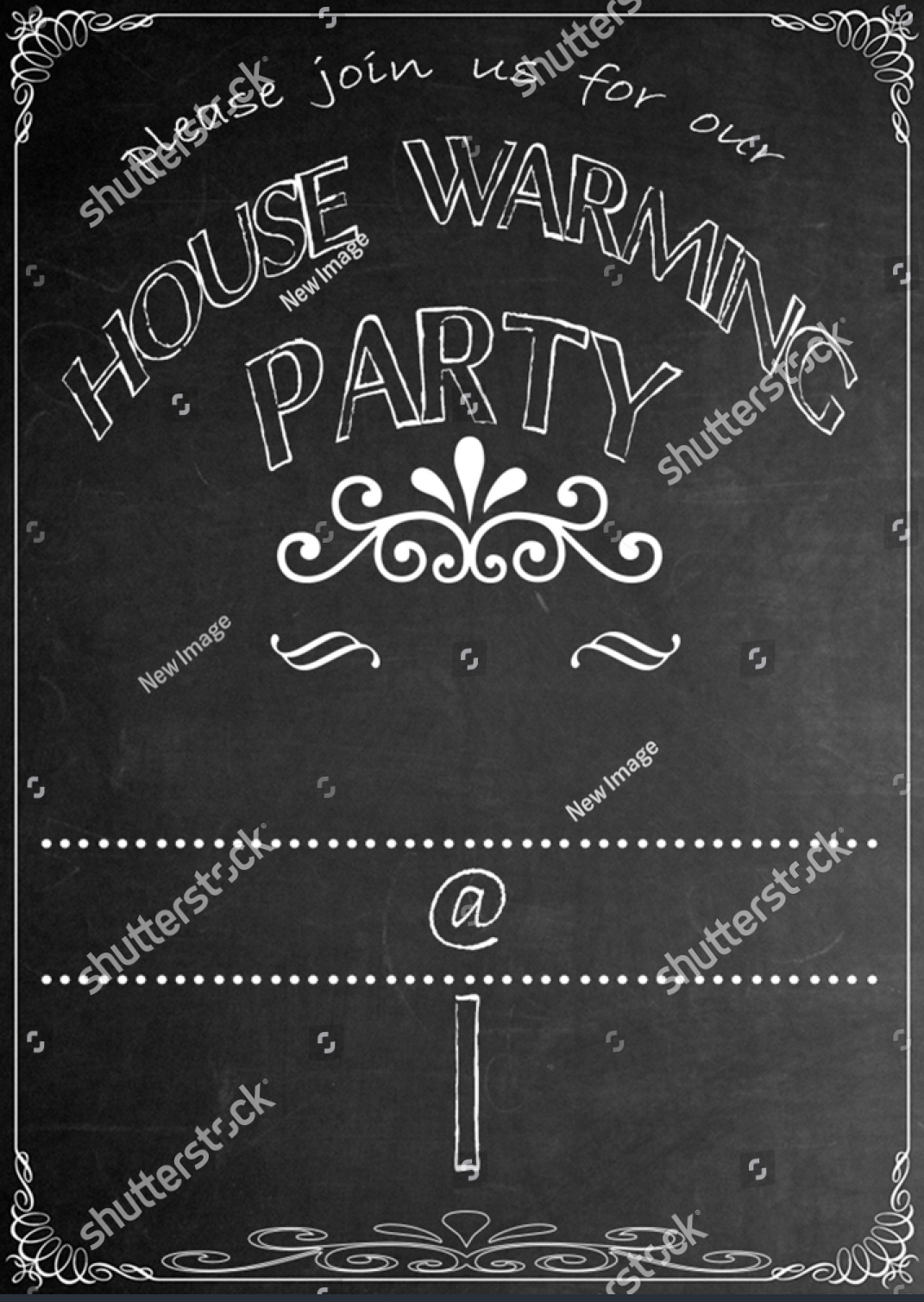 Blackboard House Warming Party Invitation