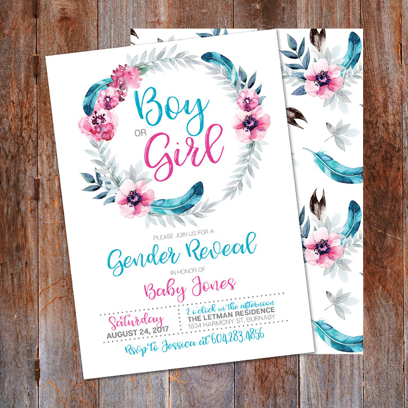 boy or girl gender reveal invitation