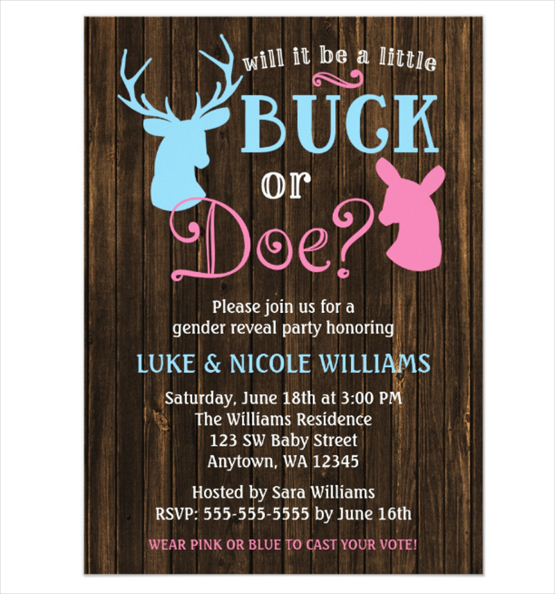 buck or doe gender reveal party invitation