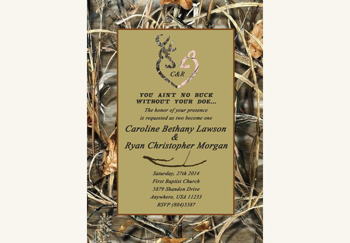 camo deer wedding invitation