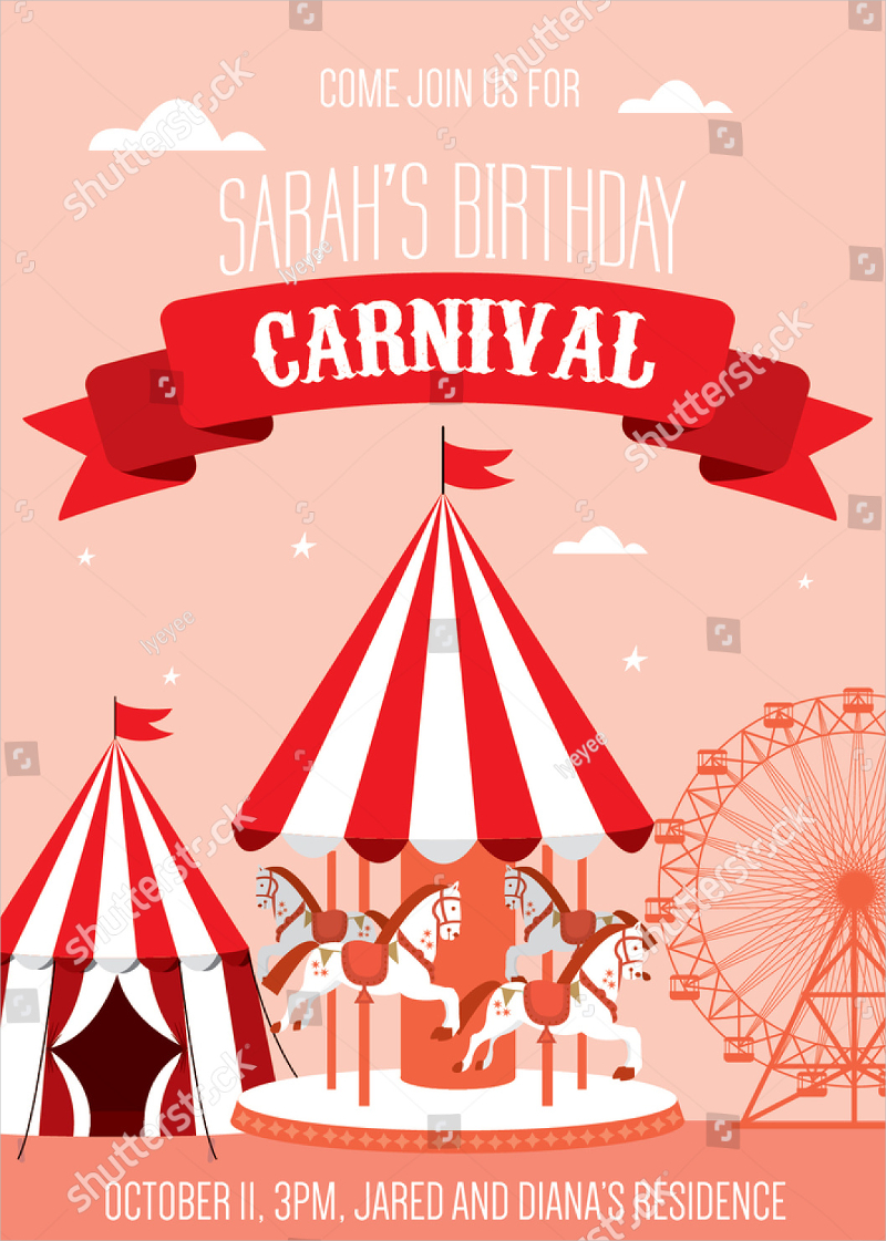 carnival birthday invitation template