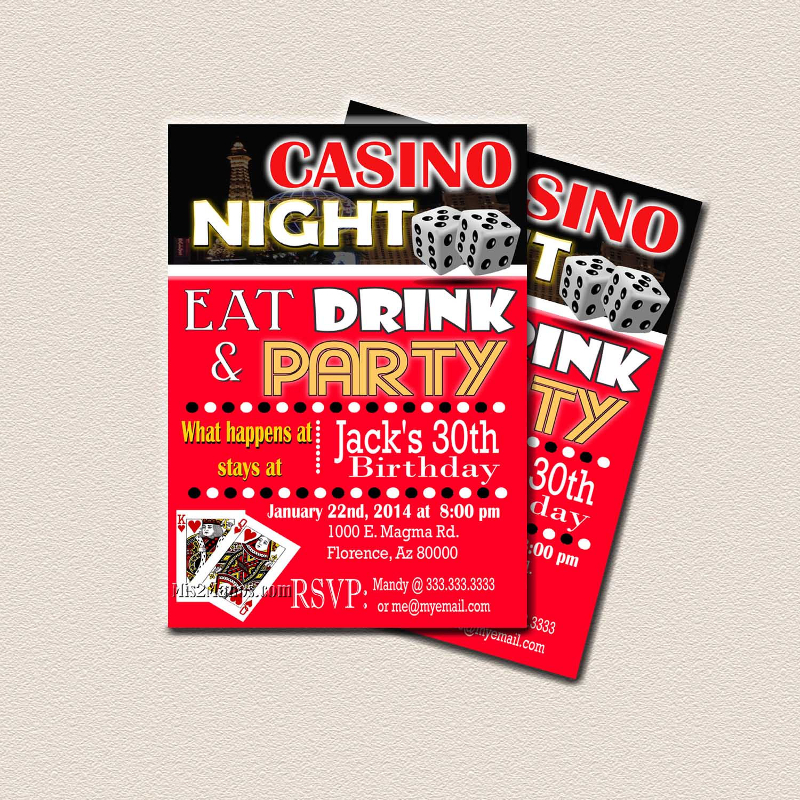 casino themed birthday party invitations