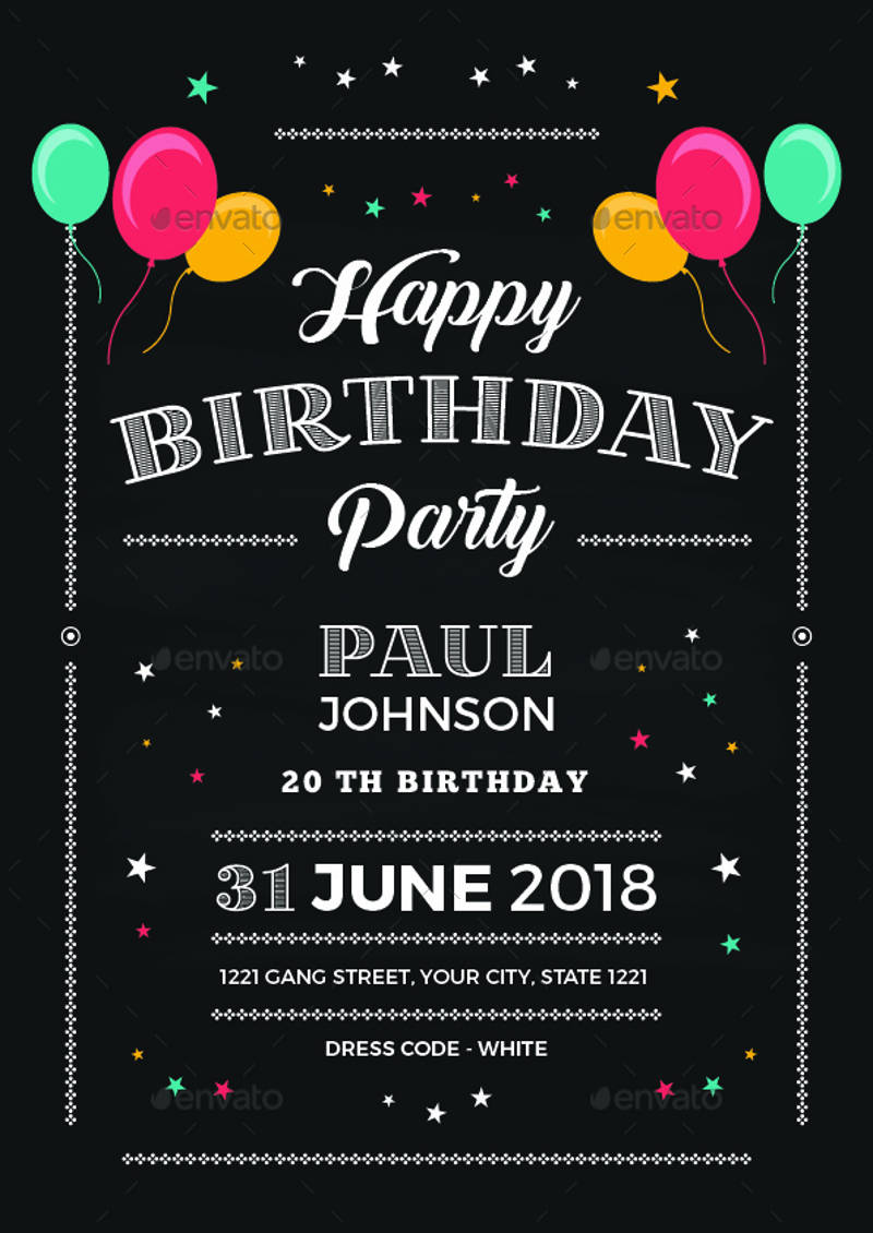 FREE 16+ Chalkboard Birthday Invitation Designs & Examples in PSD | AI