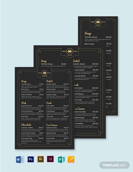 Classy Classic Seafood Menu Template