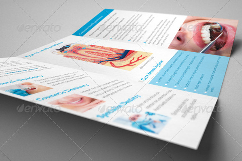 clean corporate dental clinic trifold brochure