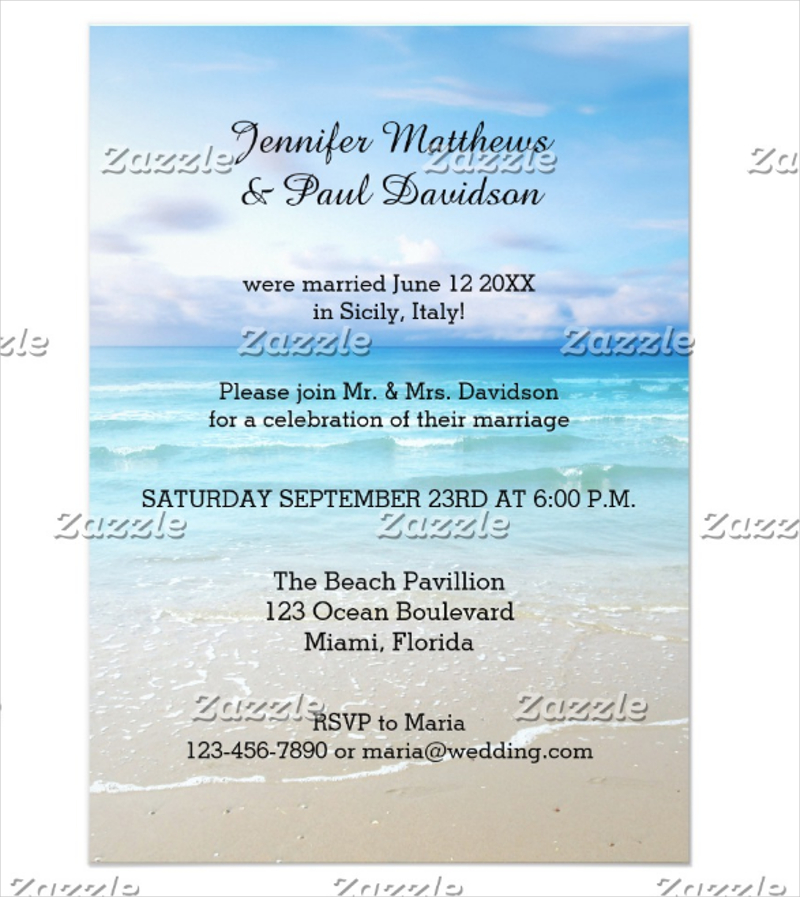 colorful beach post wedding party invitation