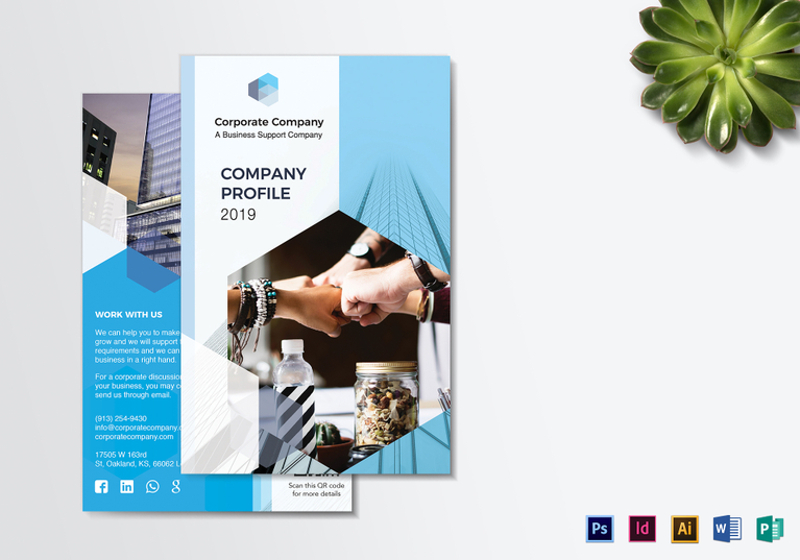 company profile bi fold brochure template