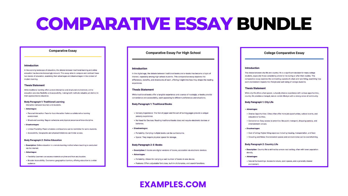 comparative essay bundle