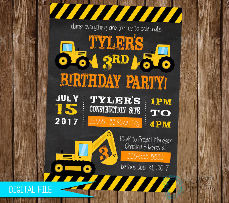 construction birthday party invitation