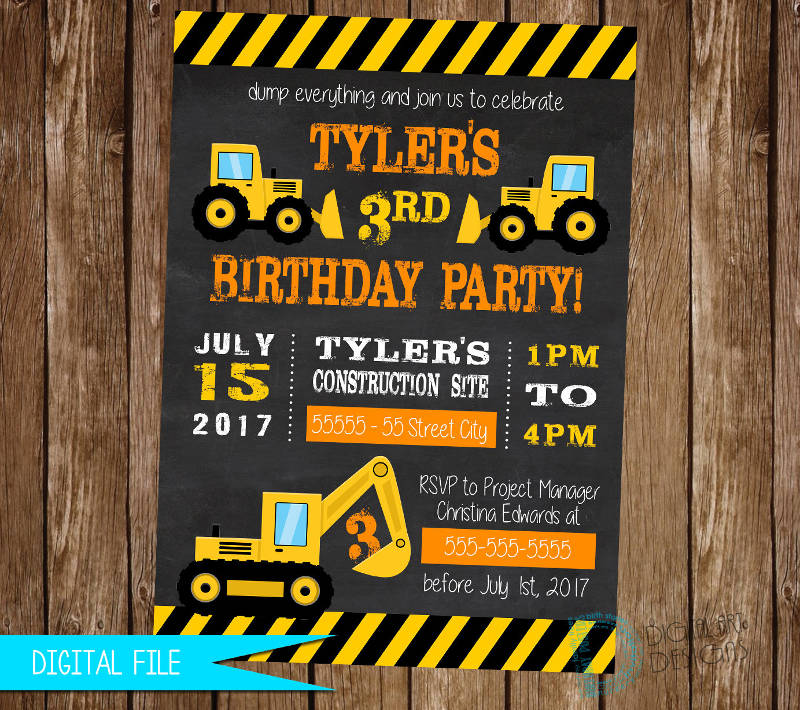 Construction Birthday Invitation 12 Examples