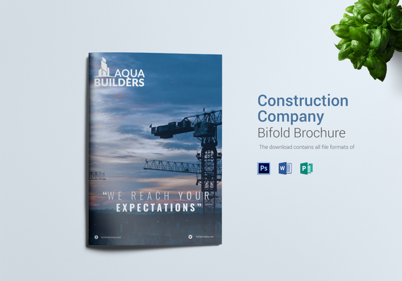 construction company bi fold brochure template