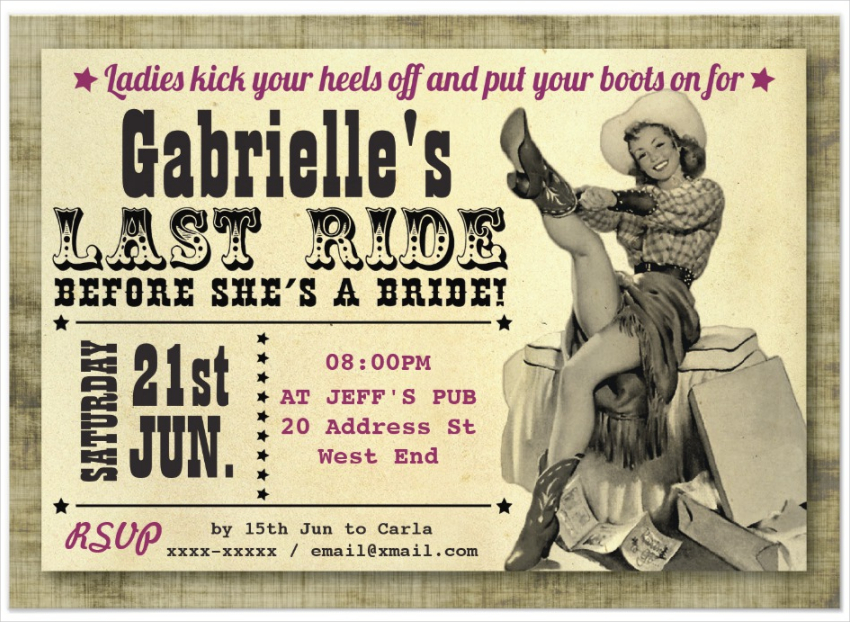 Country Style Hen's Party Invitation