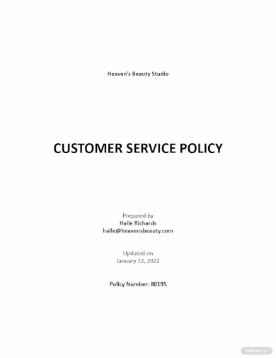 Customer Service Policy Template