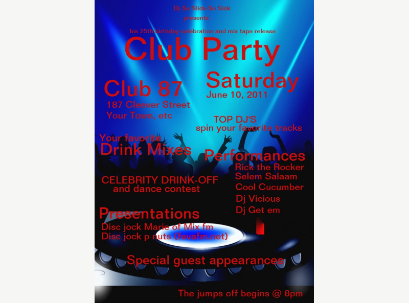 dj club party invitation