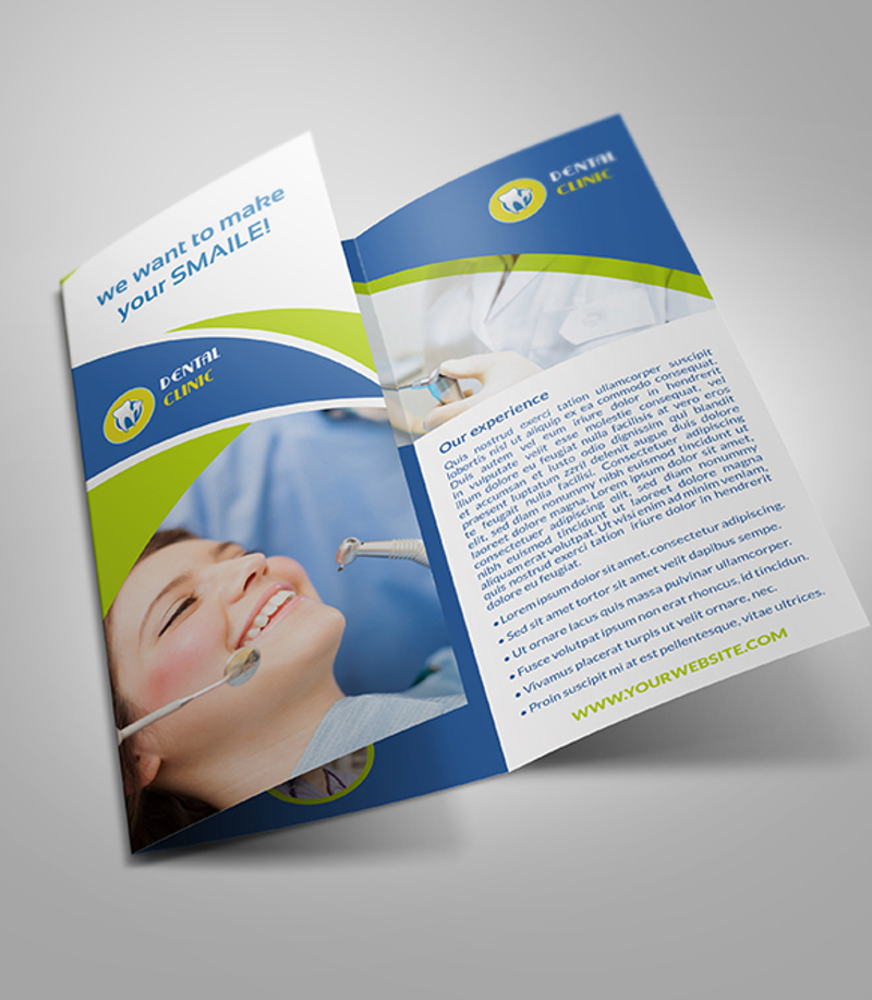 dental clinic tri fold brochure design 