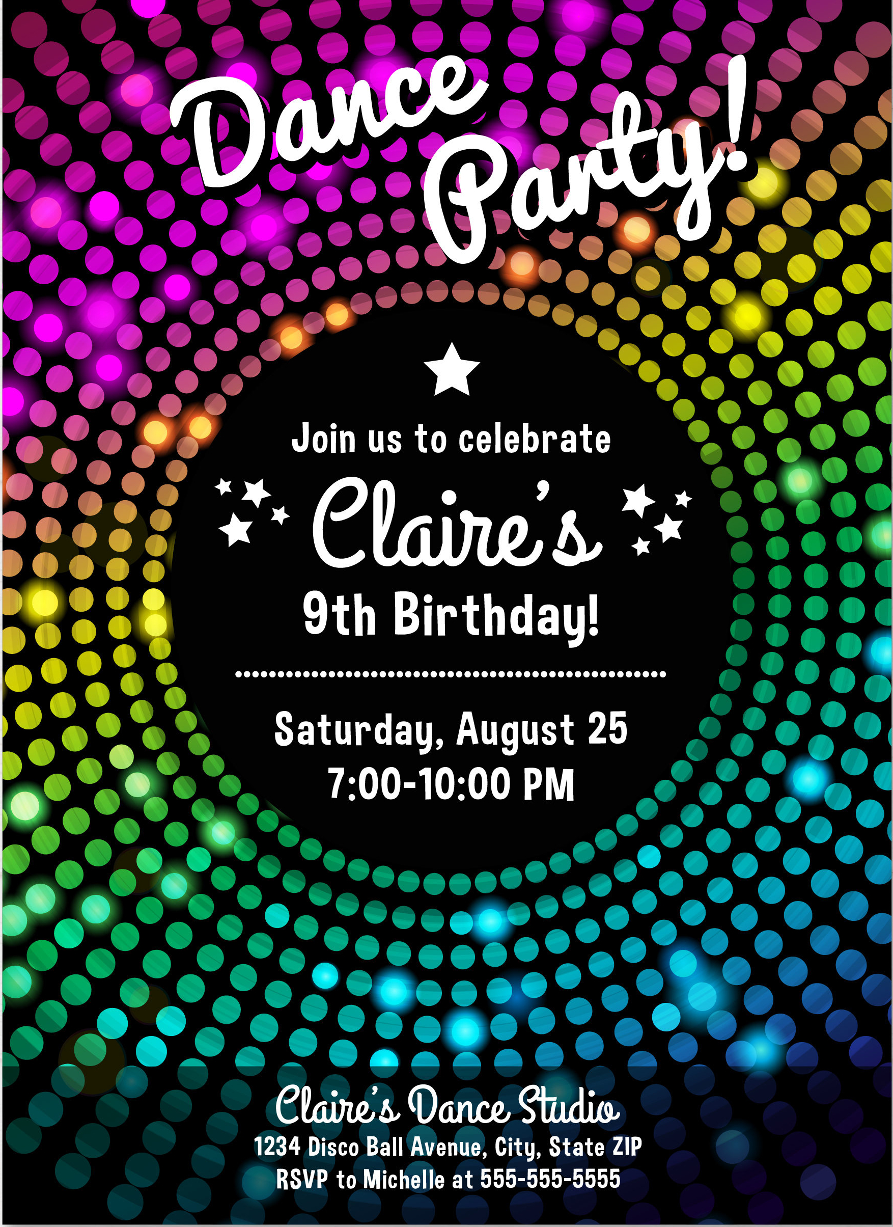 disco dance party invitation1