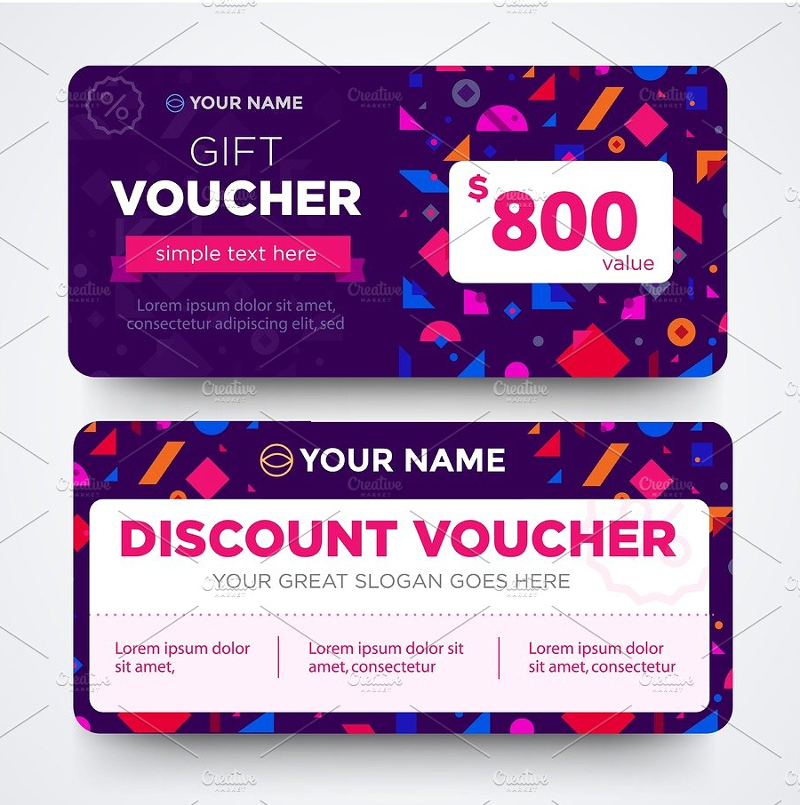 discount coupon with colorful pattern