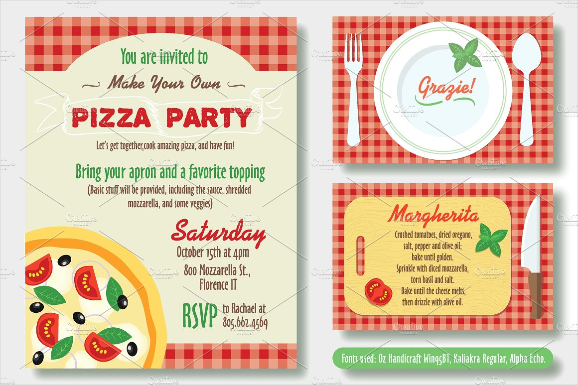 editable pizza party invitation