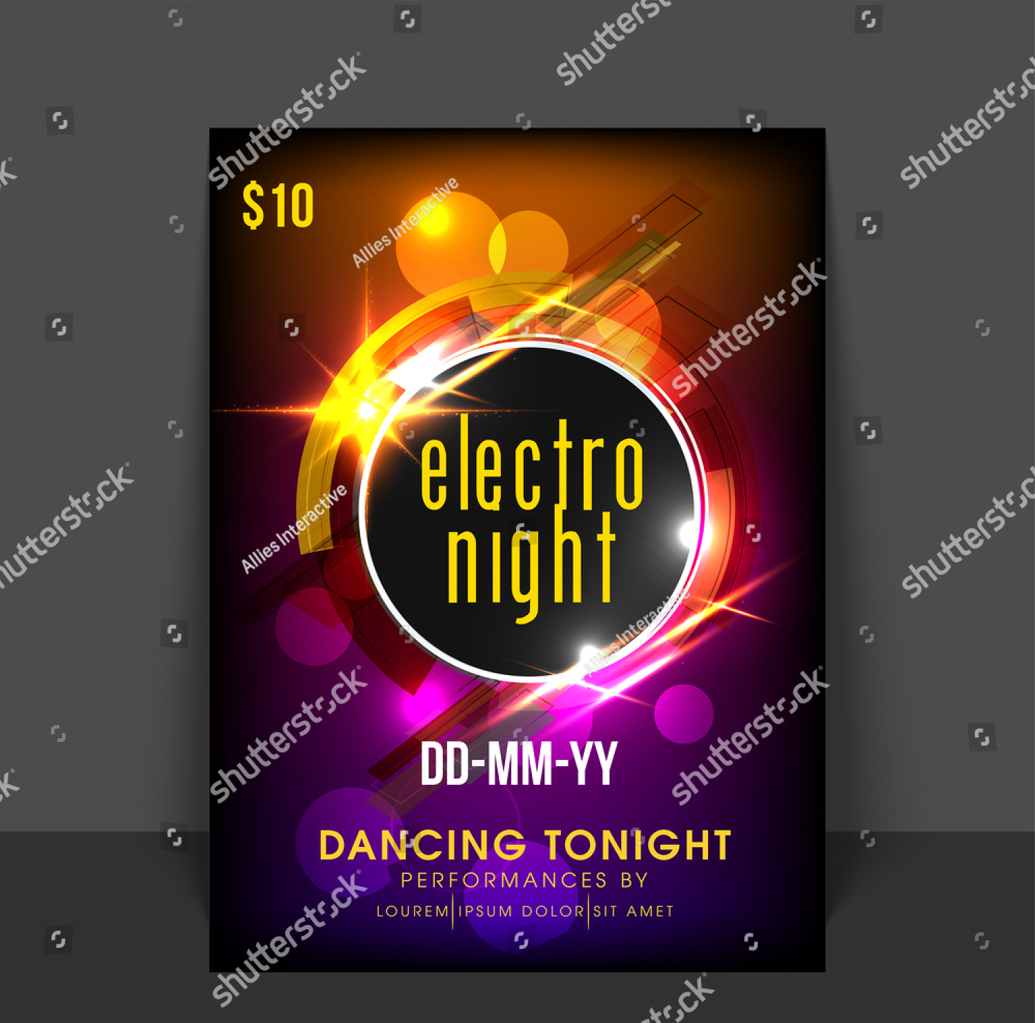 electro glow party invitation template