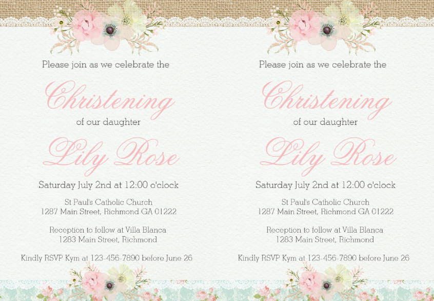 Elegant Christening Baptism Invitation