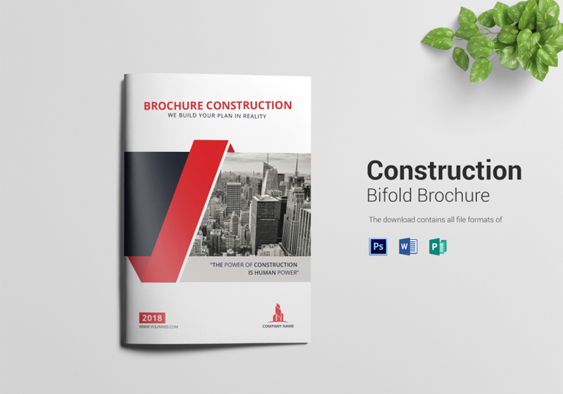 elegant construction bi fold brochure template