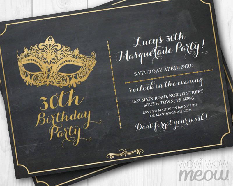 Elegant Masquerade Birthday Invitation