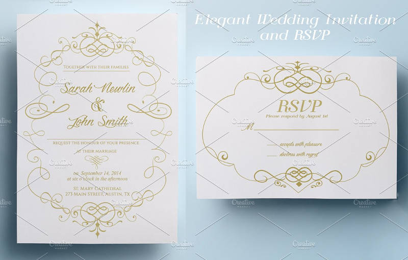 Elegant Wedding Invitation and RSVP