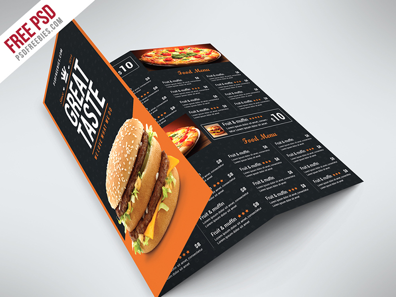 fast food menu trifold brochure