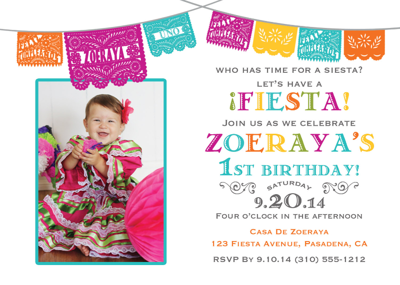 fiesta girl or boy birthday invitation