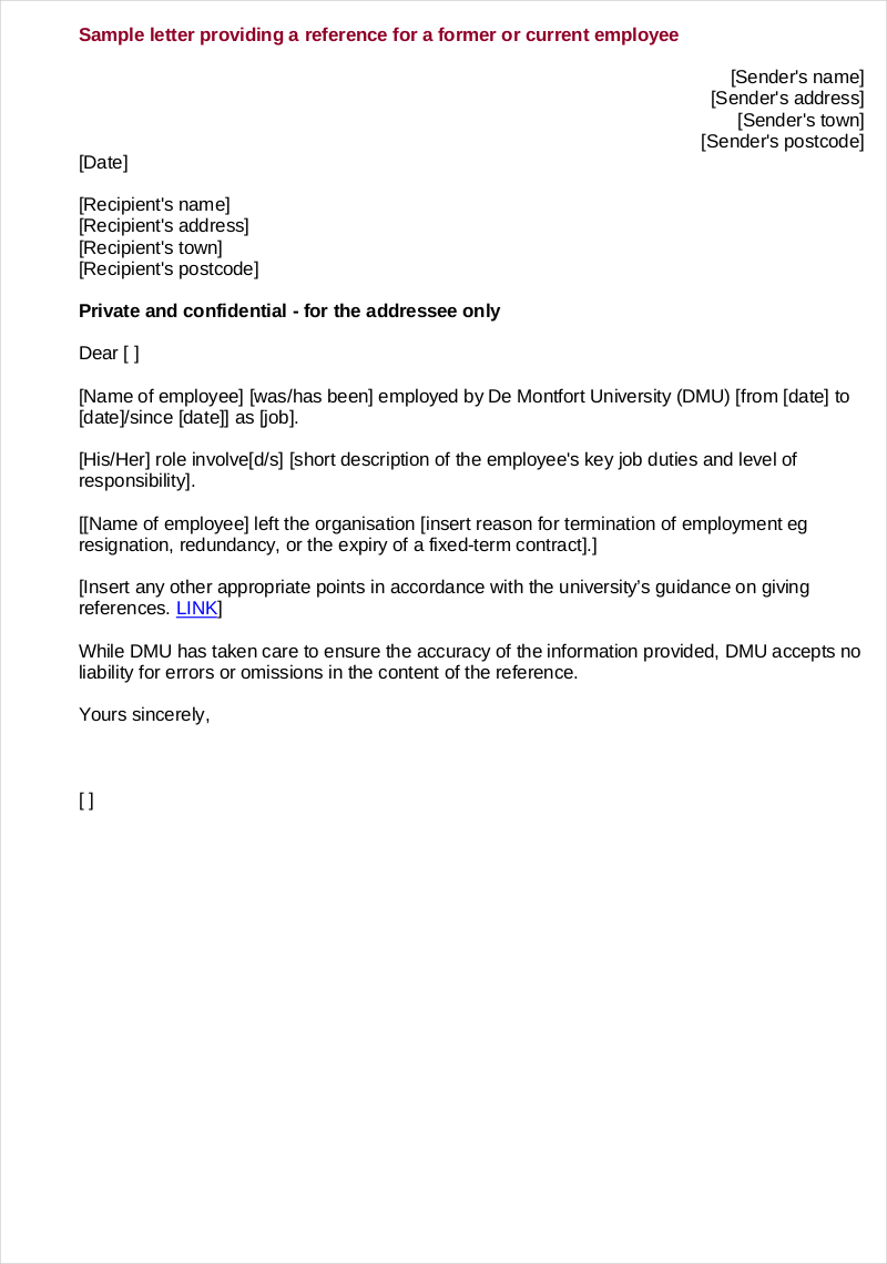 Short Recommendation Letter Sample For Job - Letter