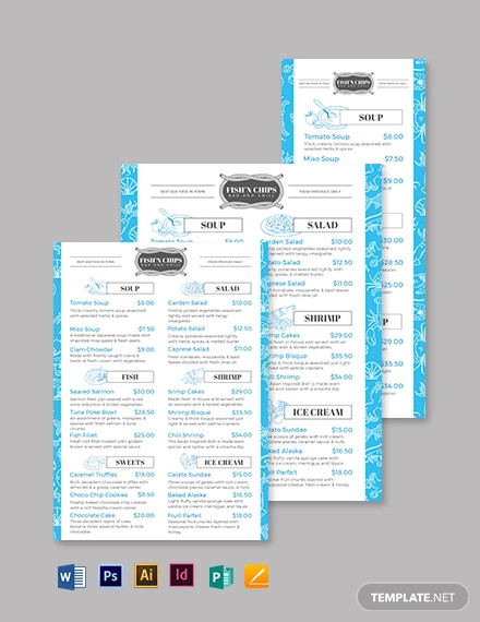 Fish Chip Shop Seafood Menu Template