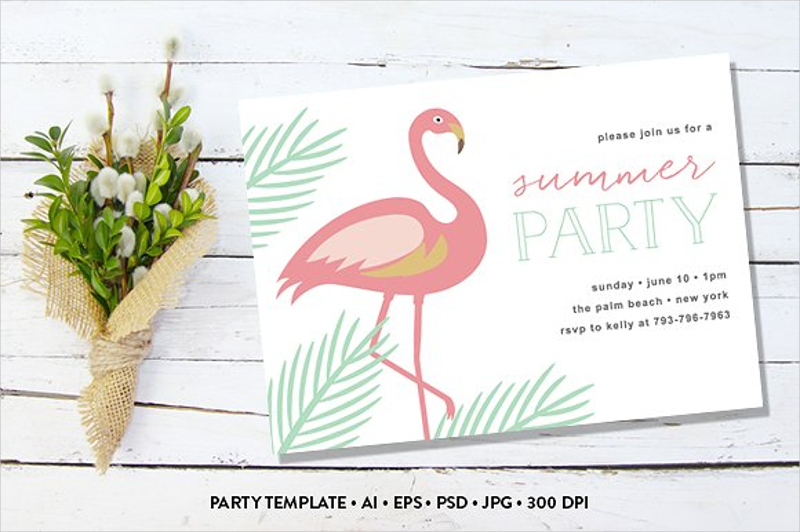 Flamingo Summer Party Invitation