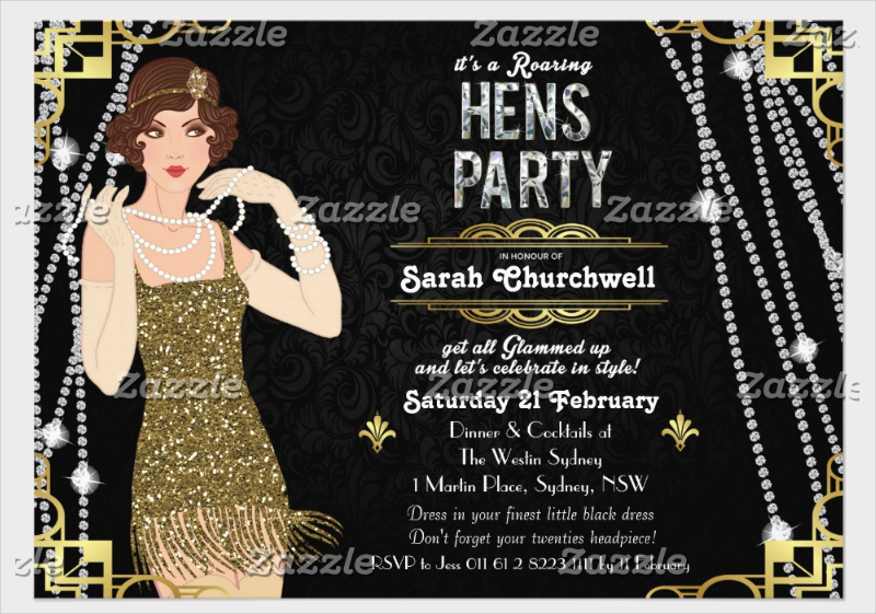 Flapper Girl Hens Party Invitation