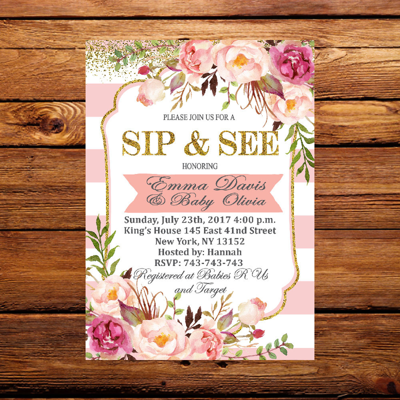 floral sip and see invitation