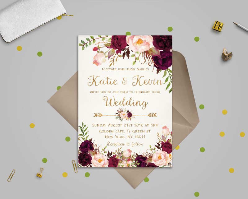 floral wedding invitation 