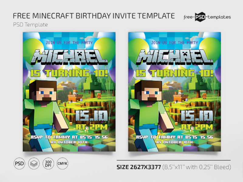 Free Minecraft Birthday Invitation Layout