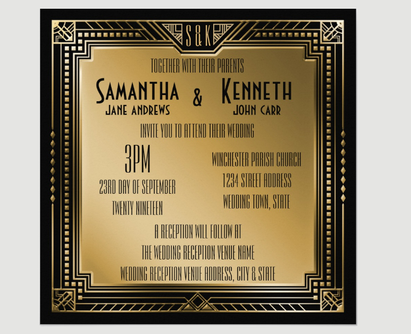 gatsby geometric wedding invitation