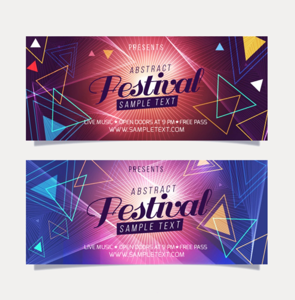 geometric event banners of music festival