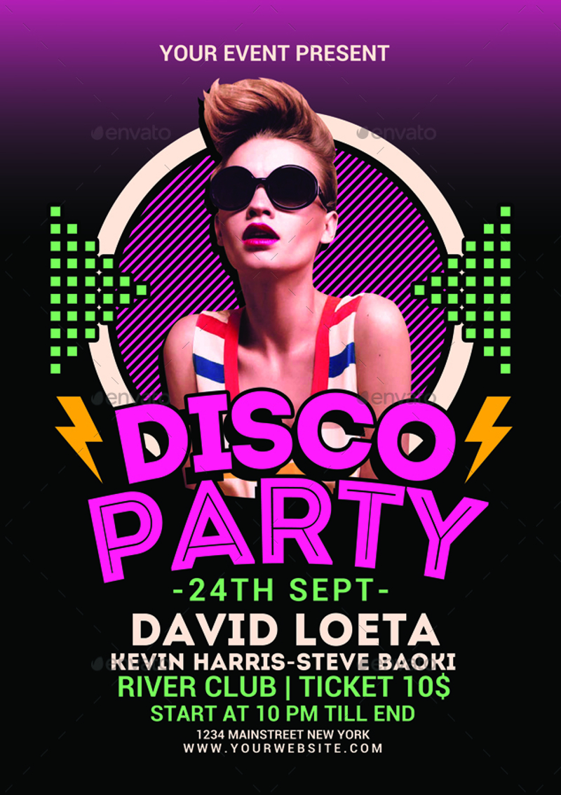 glow disco party invitation