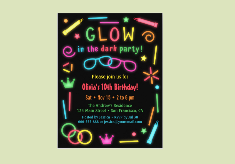 Glow in the Dark Party Invitation