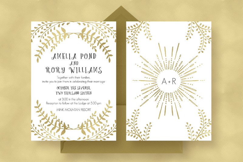 gold wedding invitation suite