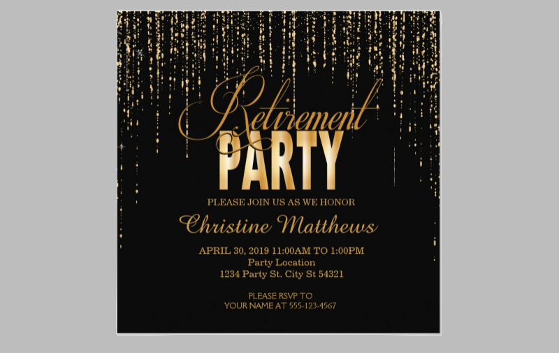 golden retirement party invitations