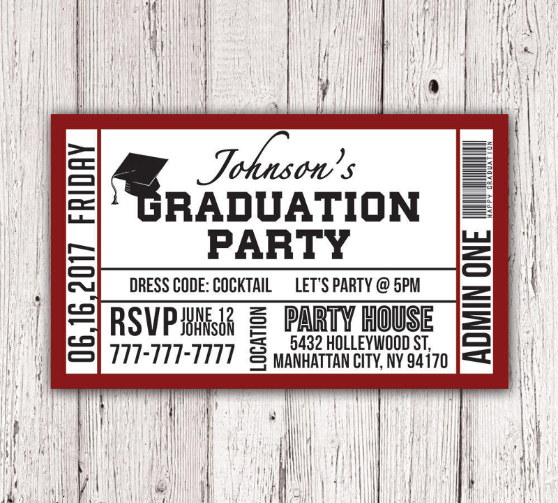 graduation party ticket invitation