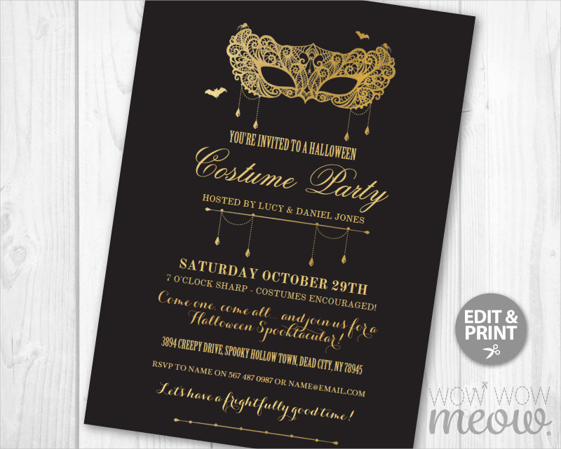 halloween masquerade invitation
